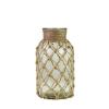 rismart Rustic Glass Bottle Flower Vase with Rope Net Home Decoration Green 16.2 x 8.2 cm view 1