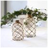 rismart Rustic Glass Bottle Flower Vase with Rope Net Home Decoration Green 16.2 x 8.2 cm view 2