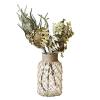 rismart Rustic Glass Bottle Flower Vase with Rope Net Home Decoration Green 16.2 x 8.2 cm view 3