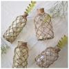 rismart Rustic Glass Bottle Flower Vase with Rope Net Home Decoration Green 20.3 x 6.9 cm view 2