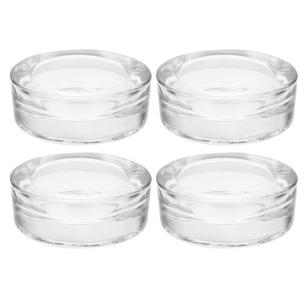 4pcs Round Crystal Candle Holders for Elegant Table Centerpieces Premium Glass Tealight Cups for Wedding Decor Romantic Design for Dining Parties and Special Occasions