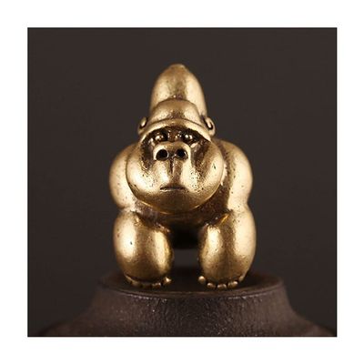 1pcs Solid Pure Brass Gorilla Ornaments| Creative Animal Sculpture Model Ornaments|Miniatures Figurines Desk Decoration (Color : Orangutan)