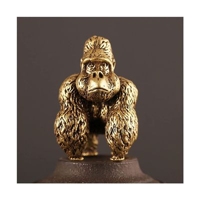 1pcs Solid Pure Brass Gorilla Ornaments| Creative Animal Sculpture Model Ornaments|Miniatures Figurines Desk Decoration (Color : Old orangutan)