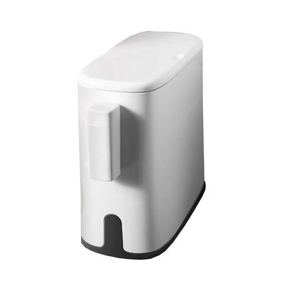 Trash Can Creative Spring Top Cover Type Pop Cover Waste Waste-Basket, Double Layer Stylish Garbage Can with Trash Bag Storage Holder,White Rectangle Plastic with Lid and Inner Bucket,