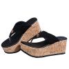 HHZY Women Wedges Shoes Mules 2021 Fashion Platform Slip on Slide Slippers Sandals Summer Clip Toe Flip Flops Thongs Comfortable Walking Shoes Large Size,Black,US10/EU41 view 1