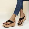 HHZY Women Wedges Shoes Mules 2021 Fashion Platform Slip on Slide Slippers Sandals Summer Clip Toe Flip Flops Thongs Comfortable Walking Shoes Large Size,Black,US10/EU41 view 2