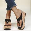 HHZY Women Wedges Shoes Mules 2021 Fashion Platform Slip on Slide Slippers Sandals Summer Clip Toe Flip Flops Thongs Comfortable Walking Shoes Large Size,Black,US10/EU41 view 3