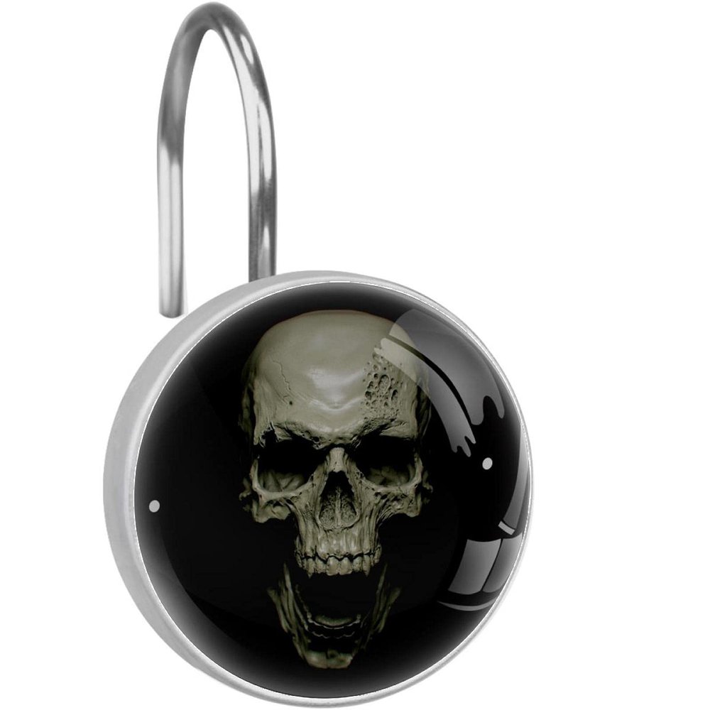 DIYOF Skull, Shower Curtain Hooks Rings,Set of 12 Shower Hooks for Curtain Rustproof Decorative Shower Rings for Bathroom, 3.7x3.7cm1.45x1.45in