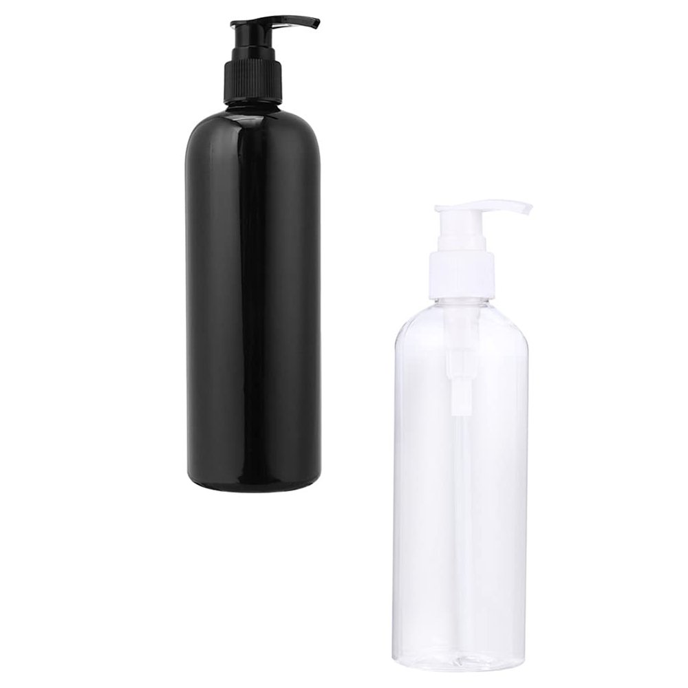 Cabilock 4pcs Pump Dispenser Bottles for Shampoo Shower Gel Refillable Empty Containers Black White Convenient Press Type Design for Easy Liquid Application