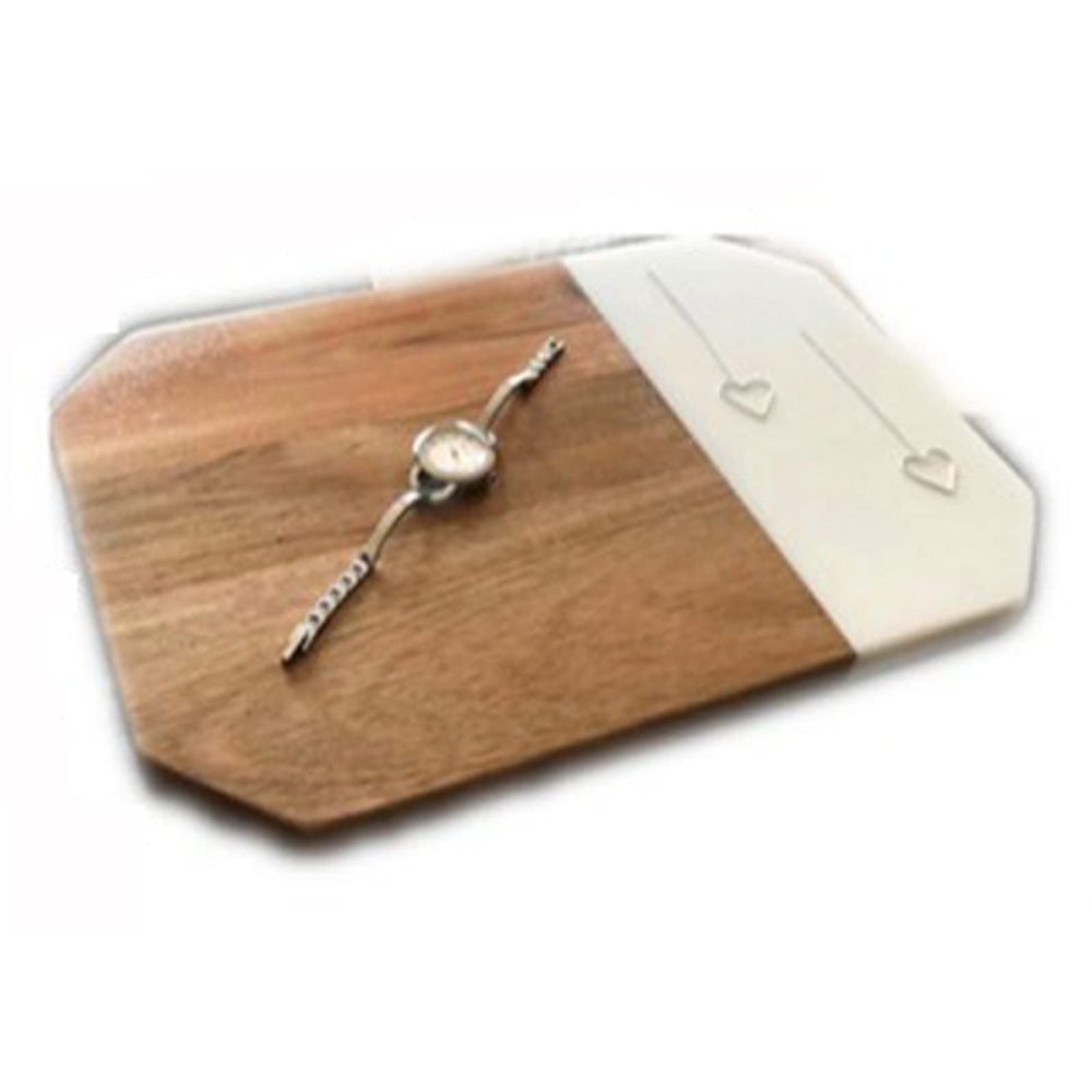Chopping Board,Marble and Acacia Wood Kitchen Board Cutting Blocks Fruit Bread Cheese Steak Pizza Vegetables Serving Chopping Board,Also Be Used for Jewelry Display Boards,Octagonal