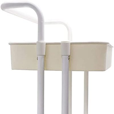 LJYT White Rotating Storage Trolley Kitchen Storage Trolley with Wheels and 3 Suspension Cups Metal Utility Storage Trolley White Height Adjustable (Size : 3f)