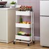 LJYT White Rotating Storage Trolley Kitchen Storage Trolley with Wheels and 3 Suspension Cups Metal Utility Storage Trolley White Height Adjustable (Size : 3f) view 2