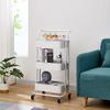 LJYT White Rotating Storage Trolley Kitchen Storage Trolley with Wheels and 3 Suspension Cups Metal Utility Storage Trolley White Height Adjustable (Size : 3f) view 3