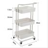 LJYT White Rotating Storage Trolley Kitchen Storage Trolley with Wheels and 3 Suspension Cups Metal Utility Storage Trolley White Height Adjustable (Size : 3f) view 4