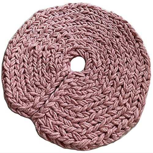 Pink Christmas Tree Skirt Round for Mini Small Large Xmas Tree Decoration Chunky Knit different sizes (56 inches)