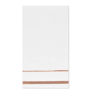 White Guest Napkins 100 Pack Disposable Paper Hand Towels Rose Gold Foil Stripe Wedding Bridal Shower Baby Shower Bathroom Party Napkins