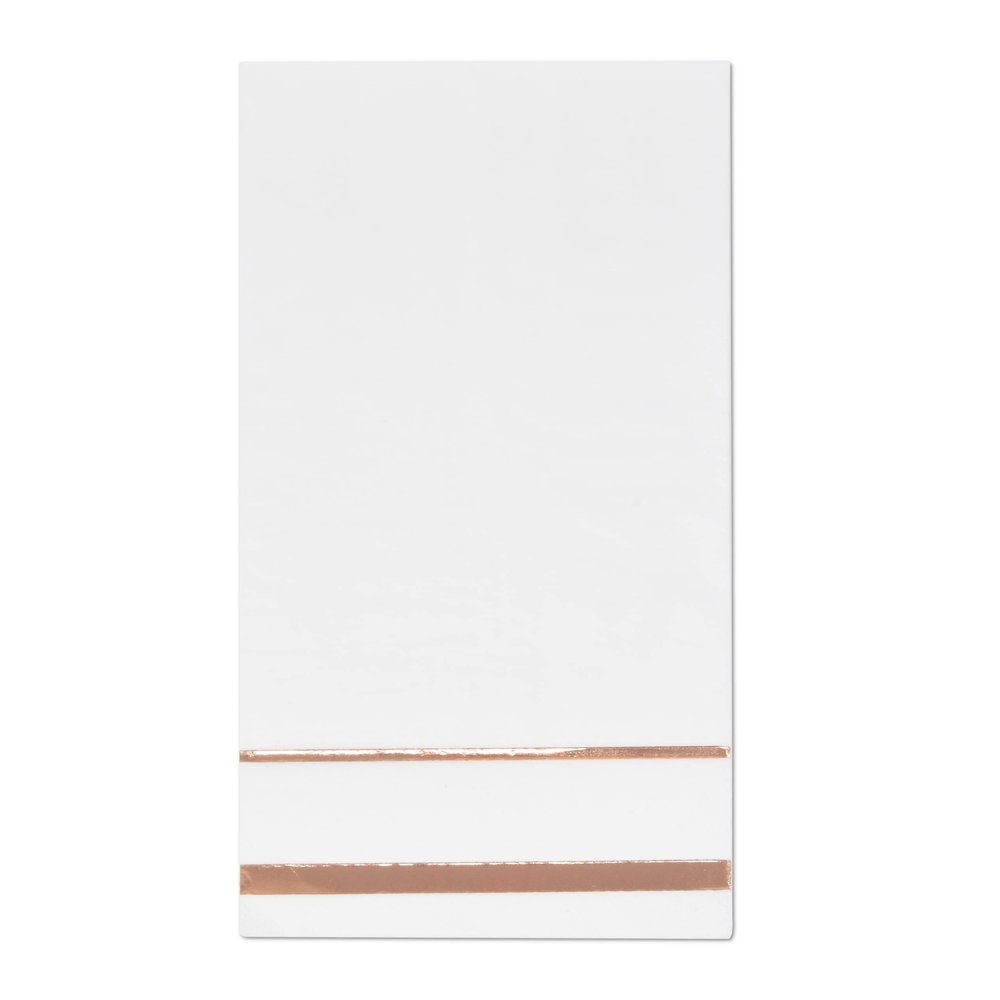 White Guest Napkins 100 Pack Disposable Paper Hand Towels Rose Gold Foil Stripe Wedding Bridal Shower Baby Shower Bathroom Party Napkins