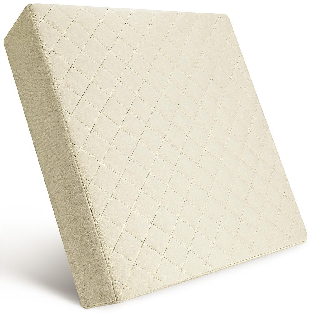 COMFORTANZA Soft 16x16x3 Memory Foam Seat Cushion for Kitchen, Dining, Office Chairs, Cars - Washable Velvety Cover with Waterproof Layer & Non-Slip Base - Comfort & Back Pain Relief - Cream