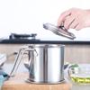304 Stainless Steel Oil Strainer Pot Easy Handle Design Oil Storage Can Mesh Grease Strainer Can view 3