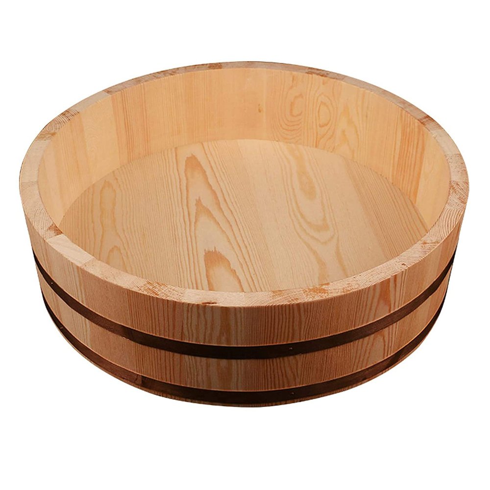 12 Sizes Large Japanese Hangiri Sushi Oke Rice Mixing Bowl Tub, Rice Bamboo Container for Restaurant,33X7.5cm