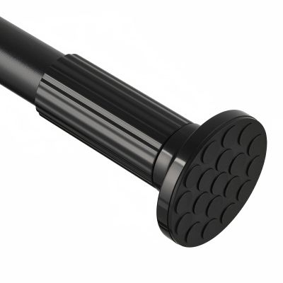 ZOCONE Tension Curtain Rod 51-168 In (4.25-14 Ft), Extra Long Outdoor Curtain Rod No Drilling for Patio Window, Adjustable Shower Curtain Rod for Bathroom, Tension Rod Diameter 1.26In Never Rust,Black