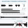 ZOCONE Tension Curtain Rod 51-168 In (4.25-14 Ft), Extra Long Outdoor Curtain Rod No Drilling for Patio Window, Adjustable Shower Curtain Rod for Bathroom, Tension Rod Diameter 1.26In Never Rust,Black view 4