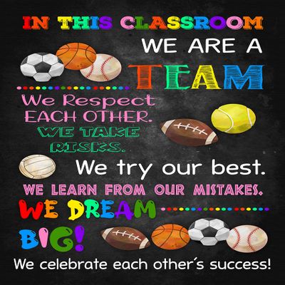 The Hygge Life Sports Classroom Rule Poster Behavior Posters for Classroom Sports Classroom Poster Printable Class Poster Football Baseball Basketball Poster