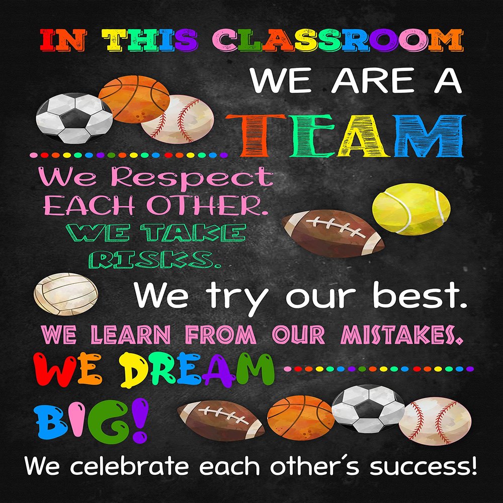 The Hygge Life Sports Classroom Rule Poster Behavior Posters for Classroom Sports Classroom Poster Printable Class Poster Football Baseball Basketball Poster