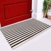 LEEVAN Black and White Striped Rug Doormat 2x3 Washable Front Porch Rug Farmhouse Layered Door Mats Outdoor Cotton Hand Woven Throw Carpet for Entryway/Front Steps/Bathroom/Home Entrance view 3