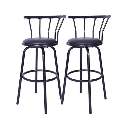 Back Black Metal Barstool with PU Swivel Seat, Kitchen Counter Stool, Adjustable Round Barstool Bar Chairs, Bar Height Swivel Stool, 29-Inch, 2-Pack