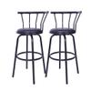 Back Black Metal Barstool with PU Swivel Seat, Kitchen Counter Stool, Adjustable Round Barstool Bar Chairs, Bar Height Swivel Stool, 29-Inch, 2-Pack view 1