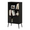 Furinno Claude Mid Century Style Accent Wooden Leg Bookcase Cabinet with Storage Organizer Shelves, Espresso view 1