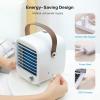 Mini Personal Air Conditioner Fan USB Portable Air Cooler with Blue LED night light 9in Stepless speed Evaporative Cooler for Home Office Bedroom view 4