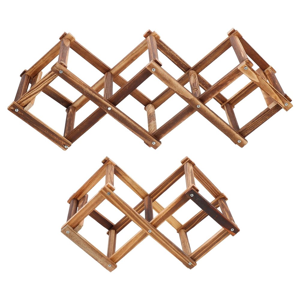 VOSAREA 2pcs Wine Rack for Home Bar Foldable Wine Storage Holder Elegant Design for Kitchen Organization