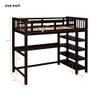 Twin Size Loft Bed, Wooden Loft Bed Frame with Storage Shelves and Under-Bed Desk, Full-Length guardrail, Built-in Ladder, Wooden Loft Bed Frame for Kids Teens Adult, No Box Spring Needed (Espresso) view 2