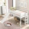 Harper & Bright Designs Twin Size Low Loft Bed with Slide, Wood Low Loft Bed for Kids, Girls, Boys (White) view 1