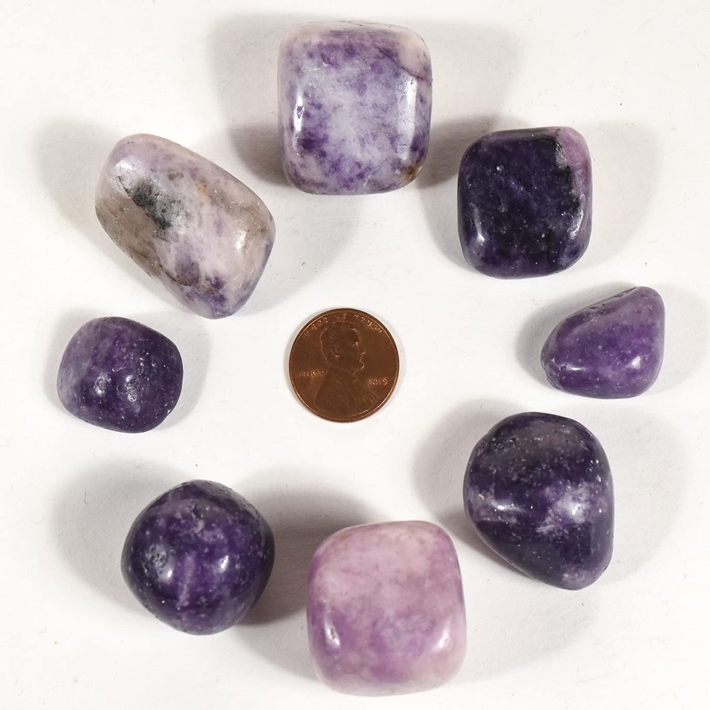 30PCS Medium Purple Lilac Lepidolite Pebbles Polished Natural Sparkling Lithia Mica Flower Sugilite Gemstone Crystal Mineral Tumbled Stones Specimens - Brazil