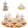 Alisveristime Crystal-Embellished Turkish Tea Glass Set with Zamak Holders and Saucers (SET of 6) (Gold) view 1