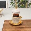 Alisveristime Crystal-Embellished Turkish Tea Glass Set with Zamak Holders and Saucers (SET of 6) (Gold) view 4