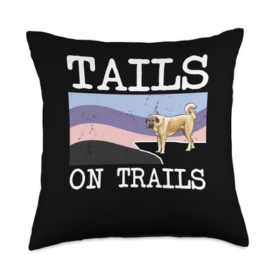 Anatolian Shepherd Dog Tails On Trails Funny Dog Hiking Throw Pillow