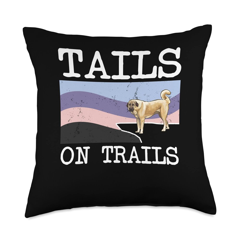 Anatolian Shepherd Dog Tails On Trails Funny Dog Hiking Throw Pillow