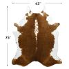 BENRON Premium Cowhide Rug, Faux Cow Hide Rugs for Living Room Bedroom Western Home Decor, Non Slip Cute Rug with Irregular Animal Skins and Hides, Khaki Brown, 5.2 x 6.2ft view 2