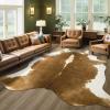 BENRON Premium Cowhide Rug, Faux Cow Hide Rugs for Living Room Bedroom Western Home Decor, Non Slip Cute Rug with Irregular Animal Skins and Hides, Khaki Brown, 5.2 x 6.2ft view 4