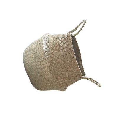 Cabilock Woven Seagrass Belly Basket Seaweed Rattan Storage Basket Picnic Flower Plant Basket Flower Decor Rattan Decor Rattan Grass Planter Home Decor Accessories Wooden