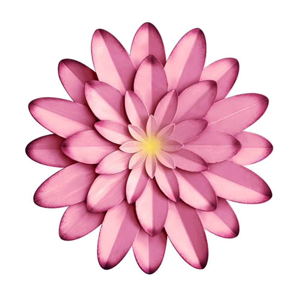 AHYS Metal Flowers Wall Decor Indoor Outdoor Metal Wall Art for Farmhouse Home Living Room Bedroom Bathroom Garden Decor 12 Inch - Pink