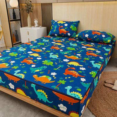 CFYCYHDZHT Bedding Best for Hotel Home Waterproof Zipper Cartoon six Sided All Inclusive deep Pocket Fitted Sheets, Mattress Protector for Children's Bedroom Dinosaur 120cmx200cm+20cm