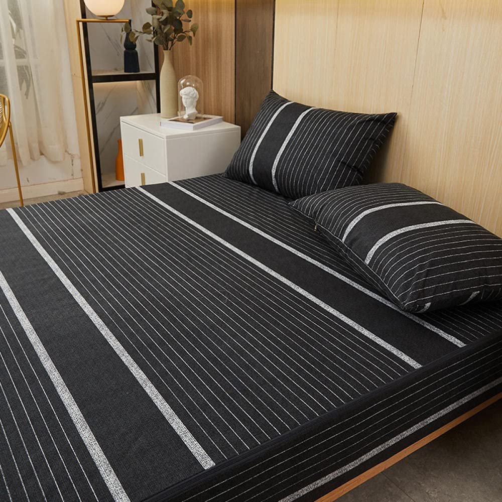 CFYCYHDZHT Comfy Sheets Waterproof Zipper Cartoon six Sided All Inclusive deep Pocket Fitted Sheets, Mattress Protector for Children's Bedroom Black 120cmx200cm+15cm