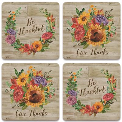 CoasterStone Sunny Farm Absorbent Set of Four Drink Coasters, 4.25