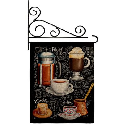 Angeleno Heritage Ultimate Coffees Burlap Garden Flag Set Wall Holder Beverages Coffee & Tea Latte Capucchino Expresso Drink Cream Cup Teapot House Banner Small Yard Gift Double-Sided, Made in USA