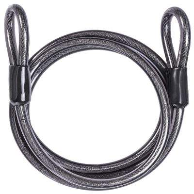 DELSWIN Security Steel Cable with Loops - 3/8 inch (10 mm) Thick (6' or 15') Heavy Duty Bike Lock Cable Vinyl Coated Braided Cables for U-Lock and Padlock